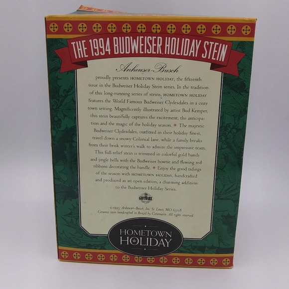Vtg ‘94 Budweiser holiday stein collection, hometown holiday by Bud Kemper - Picture 3 of 8